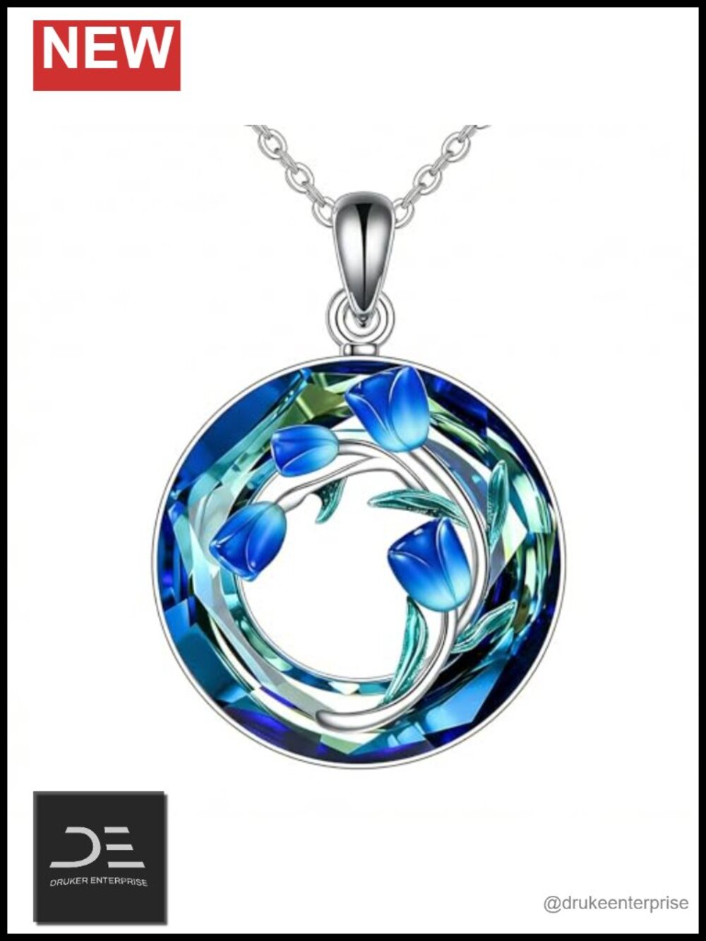 Tulip Necklace, 925 Sterling Silver, Moonstone Crystal Pendant, Dainty Jewelry,